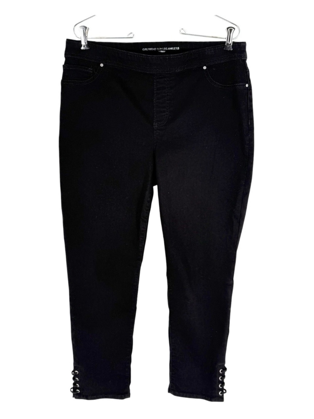 Chicos Girlfriend Slim Leg Ankle Jeans Size 1.5 Black Stretch Denim Womens 10